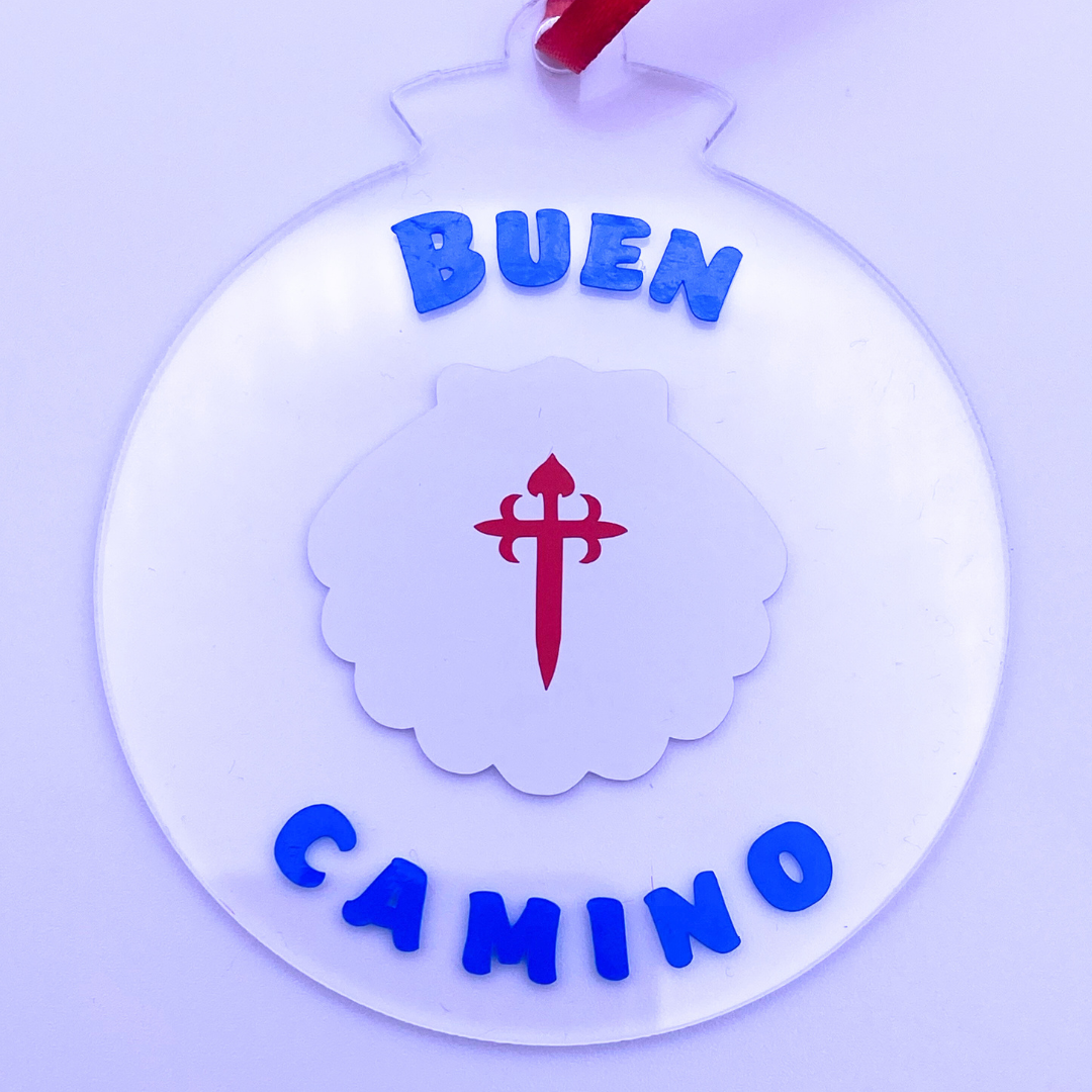 pallina natale buen camino conchiglia bianca - aspassoperlaspagna.it